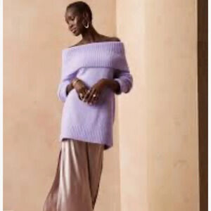 Banana Republic Lavender Off-Shoulder Sweater